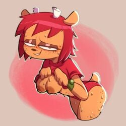 1girls alfred0sauce ass breasts clothing female freckles lammy_lamb looking_at_viewer nipples nude parappa_the_rapper sweat tagme um_jammer_lammy wristwear