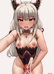 1futa animal_ears animal_genitalia animal_penis artist_name big_penis blush breasts breasts_out canine_penis chest_jewel clothed clothing cock_pointing_towards_viewer core_crystal cowboy_shot cum ejaculation erection female futa_only futanari futanari_masturbation grey_hair highleg highleg_leotard highres humanoid kemonomimi knot knotted_penis leotard light-skinned_futanari light_skin long_hair looking_at_viewer masturbation nia_(blade)_(xenoblade) nia_(xenoblade) nipples open_mouth orgasm partially_clothed penis projectile_cum seraziel simple_background small_breasts solo standing testicles thick_thighs uncensored white_hair wide_hips xenoblade_(series) xenoblade_chronicles_(series) xenoblade_chronicles_2