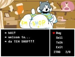 1girls 2d accurate_art_style big_ass big_breasts breasts bubble_butt caption chip_at_night color edit english_text fake_screenshot female female_only gameplay_mechanics huge_ass pixel_art pixelated shirt shop solo sprite sprite_art sprite_edit striped_shirt tagme talking talking_to_viewer temmie_(undertale) text thick_thighs undertale undertale_(series) wide_hips writing writing_on_ass writing_on_body