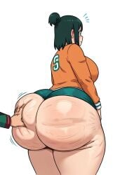 1boy 1girls ai_generated ass_focus ass_worship bbw bbw_mom blush bubble_butt cellulite fat_ass gigantic_ass green_eyes green_hair hetero huge_ass incest inko_midoriya izuku_midoriya larger_female massive_ass milf mommy_kink mother_and_son my_hero_academia plump shorts size_difference smaller_male smile tagme