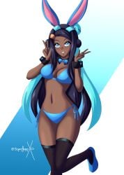 breasts dark-skinned_female dark_skin female female_only looking_at_viewer nessa_(pokemon) nintendo pokemon solo sonicheroxd