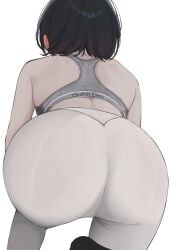 1girls ass ass_focus black_hair breasts dat_ass female gwan-e hi_res huge_ass massive_ass original original_character sports_bra sportswear tight_clothing tsukasa_karin yoga_pants