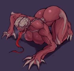 1female 1girls 2d 2d_(artwork) 2d_artwork bald big_ass big_breasts big_butt bone bones brain breasts claws crawling drasai eyeless eyeless_character eyeless_face eyeless_female female female_focus female_only genderswap_(mtf) licker licker_(resident_evil) monster monster_girl nightmare_fuel nightmare_waifu nude nude_female red_skin resident_evil resident_evil_2 resident_evil_2_remake resident_evil_3 resident_evil_3_remake rule_63 saidra sharp_teeth simple_background skinless teeth thick_thighs thighs tongue tongue_out