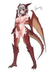 1futa animal_penis areolae bar_censor barbed_penis blush breasts censored claws dragon_girl dragon_tail erection female full_body futa_only futa_sans_balls futanari gem grey_hair horns large_breasts looking_at_viewer monster_girl navel nipples no_testicles penis pointy_ears red_eyes scales short_hair signature solo solo_futa standing stmaster tail wings