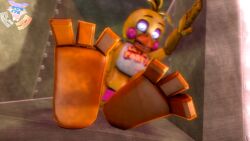 3d absurd_res animatronic chicken feet five_nights_at_freddy's five_nights_at_freddy's_2 foot_fetish foot_focus hi_res robot rookieanimator210 scottgames toy_chica_(fnaf)