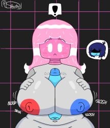 ! anthro anthrofied artist_name artist_signature big_breasts blue_hair blue_skin blush blush_lines bouncing_breasts breasts breasts breasts_bigger_than_head cute deltarune deltarune_chapter_3 different_colored_nipples disembodied_penis exclamation_point flustered hands_on_breasts huge_breasts huge_cock kris_(deltarune) naked naked_female nude nude_female paizuri penis self_upload shocked shocked_expression silly slosh sloshing_breasts smiling spectrodraws speech_bubble surprised surprised_expression surprised_look titjob tits_bigger_than_head toby_fox video_games water water_cooler water_cooler_(deltarune) water_hair wiggle_lines