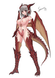 1futa animal_genitalia animal_genitalia_on_humanoid animal_humanoid animal_penis bar_censor big_breasts big_penis blush breasts censored claws diphallia diphallism dragon_girl dragon_tail erection full_body futa_only futa_sans_balls futanari gem grey_hair horns large_breasts looking_at_viewer monster_girl multi_penis navel nipples no_testicles penis pointy_ears red_eyes scales short_hair signature solo solo_futa standing stmaster tail wings