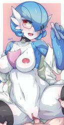 1girls absurd_res anthro black_legwear black_thighhighs blue_hair blush bodily_fluids breasts clothing coat cowgirl_position dr._voir duo eko. eyewear falco_arrow female gardevoir glasses hair heart hi_res human human_on_pokemon humanoid interspecies lab_coat laboratory_equipment laboratory_glassware male male_human/female_pokemon mammal nintendo nipples open_mouth penetration penis pokémon_(species) pokemon pokemon_(species) pussy scientific_instrument sex shiny_pokemon short_hair small_penis small_penis_adoration smile spread_legs straight sweat test_tube thighhighs topwear vaginal vaginal_penetration video_games white_body