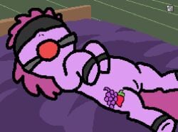 ball_gag banned_from_equestria bed bedroom berry_punch_(mlp) blindfold bondage cub cutie_mark equid equine female feral feral_only friendship_is_magic furniture gag genitals hasbro horse humanoid_genitalia humanoid_genitalia_on_feral humanoid_pussy humanoid_pussy_on_feral mammal my_little_pony pokehidden pussy restrained solo young young_female