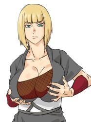 1girls big_breasts blonde_hair blue_eyes blunt_bangs bob_cut breast_grab breasts cleavage collarbone female fondling fondling_breast grabbing_own_breast huge_breasts large_breasts mattsunart naruto naruto_(series) naruto_shippuden presenting presenting_breasts samui self_fondle solo top_heavy upper_body voluptuous voluptuous_female