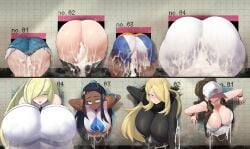 4girls absurdres after_sex alternate_ass_size alternate_breast_size ass big_ass big_breasts big_butt boob_window bottomless breasts breasts_bigger_than_head clothing creatures_(company) cum_in_pussy cum_inside cumflation cynthia_(pokemon) dark_skin dat_ass dumptruck_ass excessive_cum fat_ass female female_only forced_in_fabric game_freak hilda_(pokemon) huge_breasts human inflation lusamine_(pokemon) massive_ass multiple_girls nessa_(pokemon) nintendo nipples_visible_through_clothing no_bra no_underwear paid_reward pale_skin penetration_through_clothes pokemon pokemon_(game) pokemon_bw pokemon_dppt pokemon_sm pokemon_ss sex short_shorts shorts sideass sideboob sinensian small_breasts stuck_in_wall tank_top teasing through_wall topwear uncensored