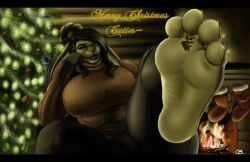 big_breasts christmas christmas_tree cinnahbunn clothed fireplace foot_fetish furry looking_at_viewer mistletoe mistletoe_on_foot painted_toenails tagme talking_to_viewer thick_thighs