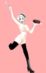 ai_generated appetite_of_a_people_pleaser big_breasts cake cakey_(ghost_and_pals) ghost_and_pals happy high_heel_boots high_heels pussy