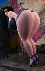 1girls 3d 3d_(artwork) activision alley alleyway asian asian_female ass big_ass big_breasts big_butt blizzard_entertainment bottom_heavy breasts busty chinese chinese_female curvaceous curves curvy curvy_figure digital_media_(artwork) exhibitionism eyebrows eyelashes eyes eyewear female female_focus female_only fit fit_female game_character glasses hair high_heels highres hips hourglass_figure huge_ass huge_breasts human large_ass large_breasts legs light-skinned_female light_skin lips looking_back mature mature_female mei-ling_zhou mei_(overwatch) mei_ling_zhou overwatch overwatch_2 smitty34 thick thick_legs thick_thighs thighs top_heavy video_game video_game_character voluptuous waist wide_hips