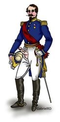 big_balls big_penis clothed clothing emperor gabrielrd male male_only military military_uniform napoleon_iii royal royalty solo solo_male sword uniform veiny_penis