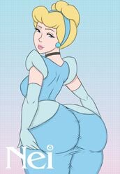 1girls alternate_ass_size artist_logo ass big_ass blonde_hair blue_eyes breasts choker cinderella_(1950_film) cinderella_(disney) clothed clothed_female disney disney_princess dress earrings fat_ass female female_only female_protagonist female_solo fully_clothed gloves hi_res huge_ass huge_thighs jpeg large_ass lipstick looking_back nei_(artist) pale-skinned_female pale_skin princess_dress sideboob solo solo_female thick_lips thick_thighs tight_clothing tight_dress wide_hips