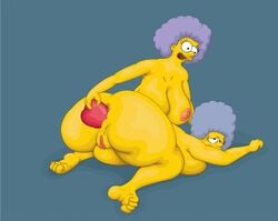 2girls anal animated bynshy chubby female female_only patty_bouvier selma_bouvier the_simpsons