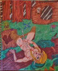 blonde_hair cum cumshot deku_(tloz) deku_scrub ejaculation elf elf_ears fairy flower link male male_focus male_only naked penis pointy_ears princeadam shield skulltula solo_focus sword the_legend_of_zelda tiny_penis traditional_media_(artwork) twink undressed yaoi