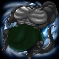 abs anthro balls barazoku biceps big_balls big_bulge big_muscles blue_eyes bulge clothing digital_media_(artwork) digitigrade donut_pool_toy dragon eyewear flaccid genitals grey_body grin happy hi_res huge_balls huge_bulge huge_muscles hyper hyper_balls hyper_bulge hyper_genitalia hyper_muscles kardukk kardukk_(artist) kobold macro male multicolored_body muscular muscular_anthro muscular_male paws pecs penis reptile saintdraconis scalie shaded simple_background smile solo space sunglasses two_tone_body two_tone_tail underwear white_body