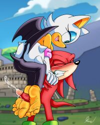 bat bodily_fluids cum echidna ejaculation feet female femdom foot_fetish foot_play footjob genital_fluids genitals hi_res knuckles_the_echidna male mammal monotreme penis rouge_the_bat sega sex skoufidios sonic_(series) sonic_the_hedgehog_(series)