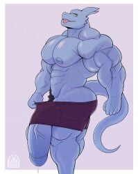 anthro big_ass big_butt bodybuilder crocobu furry hyper hyper_balls hyper_bulge hyper_cock hyper_genitalia hyper_penis hyper_testicles looking_at_viewer male male_only muscles muscular muscular_arms muscular_male precum precum_drip tail tease teasing