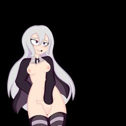 clothed fingering fnafhs fnafhs_z3ro mai_(fnafhs) purple_hair sole_female two_tone_hair white_hair