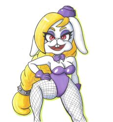 anthro blonde_hair braided_hair brownpidgeon bunny_ears bunnysuit fishnets furry hariet_(mario) mario_(series) super_mario_odyssey