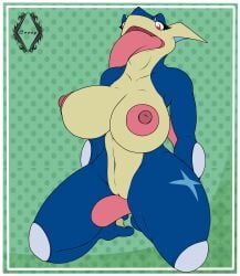 1girls ass big_ass big_breasts breasts greey greninja licking licking_pussy oral pokémon_(species) pokemon pokemon_(species) pussy solo