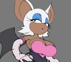 1girls 2024 2d 2d_(artwork) big_breasts big_thighs bimbo breasts dark-skinned_female dark_skin female green_eyes hands_on_hips looking_away make_up makeup mekaatomic mouth open_mouth pink_lips pink_lipstick rouge_the_bat sega sketch solo solo_female sonic_(series) sonic_the_hedgehog_(series) teeth teeth_showing teeth_visible thighs wip