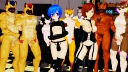 16:9 3d anthro balls blush bondage bound breasts brown_body canid canine canis domestic_dog erection female fox fur genitals german_shepherd girly gokushiki_kasuta group hair herding_dog humanoid_genitalia humanoid_penis hyaenid kaito_(vocaloid) male malicekira mammal meiko_(vocaloid) muscular muscular_male nipples nude open_mouth pastoral_dog penis shepherd_(character) smile utau vocaloid waidan_kai white_body white_fur widescreen wolf