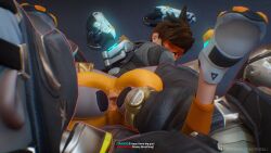 3d 3d_(artwork) alternate_version_available anus_peek ass_grab ass_spread blender blizzard_entertainment brown_eyes brown_hair clothed dialogue gas_mask leggins liflifted_by_another lifted looking_at_partner older_man_and_younger_woman orange-tinted_eyewear outline overwatch overwatch_2 ring roadhog short_hair size_difference tattoo tinted_eyewear torn_clothes tracer trisbli visor