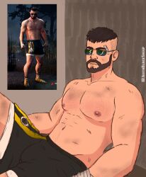 bara boxers bulge david_king dead_by_daylight gay jestablacksheep male muscles semi_nude shirtless shirtless_male yaoi