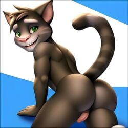 ai_generated anthro ass big_butt catboy doggy_style furry furry_only looking_at_viewer looking_back male_only projectai23 showing_ass smile stable_diffusion talking_tom talking_tom_and_friends_(series)