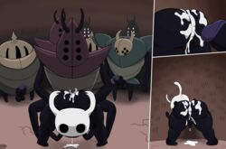 absurd_res anal arthropod ass big_butt bodily_fluids cum cum_in_ass cum_inside cum_on_butt genital_fluids group hi_res hollow_knight insects male male/male pizzaozzy_(artist) presenting presenting_hindquarters protagonist_(hollow_knight) size_difference team_cherry video_games