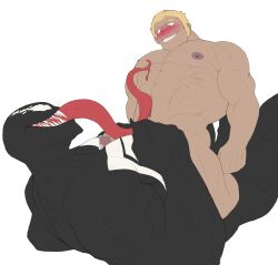 2boys balls bara blush boner eddie_brock erection gay islate_(artist) male male_only marvel muscular nude pecjob penis spider-man_(series) the_spectacular_spider-man venom_(marvel) yaoi