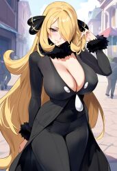 cynthia (pokemon) from game freak by flamingpassion