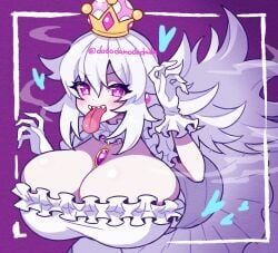 2023 big_breasts boosette cleavage dadadanoda ghost ghost_girl huge_breasts long_tongue mario_(series) new_super_mario_bros._u_deluxe nintendo sharp_teeth tagme white_hair white_skin