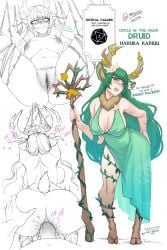 animal_ear_fluff animal_ears antlers blush bondage bound breasts cleavage deer_ears dice dress druid english_text female flower flowers flowers_in_hair green_eyes green_hair hair_ornament haruka_karibu highres hooves horns long_hair looking_at_viewer myth1carts nude open_mouth plant pussy reindeer_antlers reindeer_girl sex sex_from_behind staff tail tattoo tattoo_on_arm tattooed_arm vaginal_penetration vine vine_bondage vines virtual_youtuber vshojo white_background