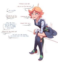 1girls amanda_o'neill ambiguous_penetration ass caught_masturbating dildo dildo_sitting green_eyes little_witch_academia looking_at_viewer looking_down orange_hair pink_hair polyle pussy pussy_juice sex_toy short_hair sitting sitting_on_dildo sweating tomboy two_tone_hair unseen_penetration