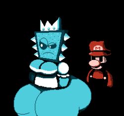 artist_request ass big_ass big_breasts big_butt black_background blue_body boobs bubble_butt cleavage curvy curvy_female fat_ass giant_ass huge_ass huge_breasts hyper_ass juicy_butt large_ass large_breasts mario mario_(series) super_mario_bros._3 thick_thighs thin_waist thwomp tits unknown_artist voluptuous