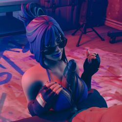 1boy 1girls 3d 3d_(artwork) big_breasts big_penis fortnite hope_(fortnite) lingerie_bra looking_over_eyewear looking_over_glasses looking_over_sunglasses macklesternsfw paizuri sunglasses tinted_eyewear titfuck titjob