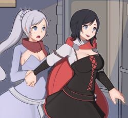 1girls black_hair blue_eyes female female_only human long_hair multiple_girls mystral_outfit neovixtadiz ruby_rose ruby_rose_(mystral) rwby shiny_hair shiny_skin short_hair silver_eyes tagme weiss_schnee weiss_schnee_(mystral) white_hair