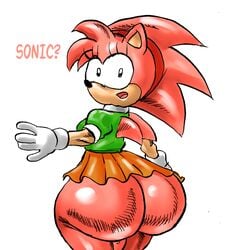 amy_rose big_ass bottom_heavy classic_amy_rose clothing color goudadunn headband huge_ass pink_fur pink_hair sega solo sonic_(series) sonic_the_hedgehog_(series) upskirt