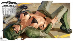 1girls alternate_version_available armor armwear astra_militarum breasts cadian calendar_(medium) casual cleavage curvy english_text erect_nipples female female_only firearm footwear guardswoman_(warhammer_40k) handwear headwear human imperial_guard imperium_of_man large_breasts legwear looking_at_viewer nipple_bulge nipples pale_skin panties pinup posing rifle september_(month) solo solo_female swimwear text themaestronoob warhammer_(franchise) warhammer_40k weapon