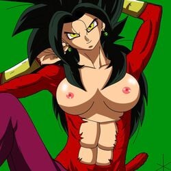 1girls 2018 abs axlerektz black_hair breasts dragon_ball dragon_ball_super female female_focus female_only fur fusion green_background humanoid kefla large_breasts light-skinned_female light_skin long_hair looking_at_viewer looking_pleasured mammal naughty_face nipples potara_earrings purple_pants red_eyeshadow red_fur saiyan saiyan_tail solo solo_female solo_focus spiky_hair super_saiyan super_saiyan_4 tail tight_pants topless topless_female yellow_eyes