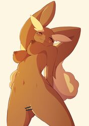 2020 absurdres anthro blush breasts censored female furry genitals highres large_breasts looking_at_viewer lopunny navel nintendo nipples nude pokemon pokemon_(species) pussy solo umisag85rabb99