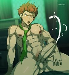 balls beige_penis beige_skin big_penis buranko! burankoprn danganronpa danganronpa_3 japanese light_skin looking_at_penis looking_down male_only nipples orange_hair pecs penis smooth_skin sosuke_ichino tan_penis tan_skin tie yellow_eyes