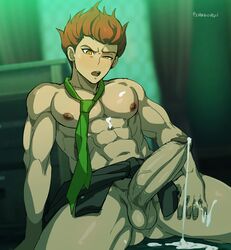 balls beige_penis beige_skin big_penis buranko! burankoprn danganronpa danganronpa_3 japanese light_skin looking_at_penis looking_down male_only nipples orange_hair pecs penis smooth_skin sosuke_ichino tan_penis tan_skin tie yellow_eyes