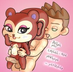 animal_crossing anthro balls being_held blue_eyes bodily_fluids breasts chibi clitoris duo erect_clitoris erection female foreskin genital_fluids genitals grinding hi_res human human_on_anthro interspecies larger_male makeup male male_human/female_anthro male_on_anthro mammal nintendo nipples nude pecan_(animal_crossing) penis precum pussy pussyjob rodent sciurid sex simski size_difference slightly_chubby small_breasts smaller_female squirrel straight thigh_sex uncut vein veiny_penis video_games villager_(animal_crossing)