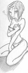 bra cleavage colette_tatou disney greyscale medium_breasts monochrome panties pixar ratatouille rough_sketch short_hair ujinko